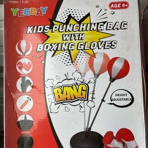 Kids Punching Bag with Boxing Gloves - Red and White